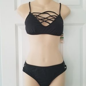 Bar III Black Strappy Bikini Large NWT